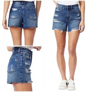 NWT SAM EDELMAN Distressed High Rise Stiletto Quartzite Denim Jean Shorts 27‌